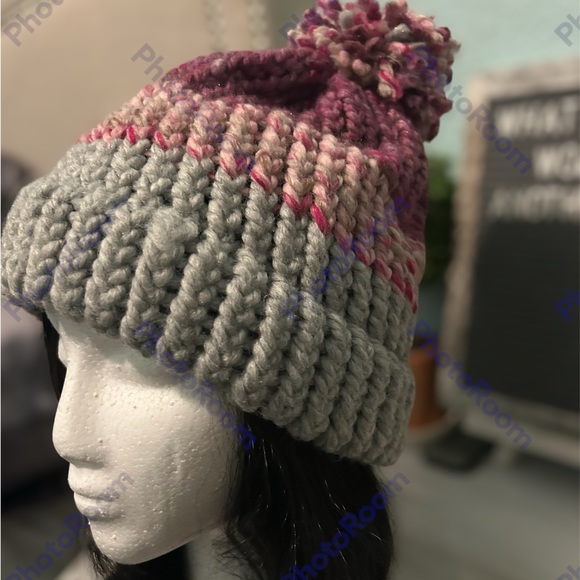 Handmade Knitted Pom Pom Hat - Picture 2 of 2